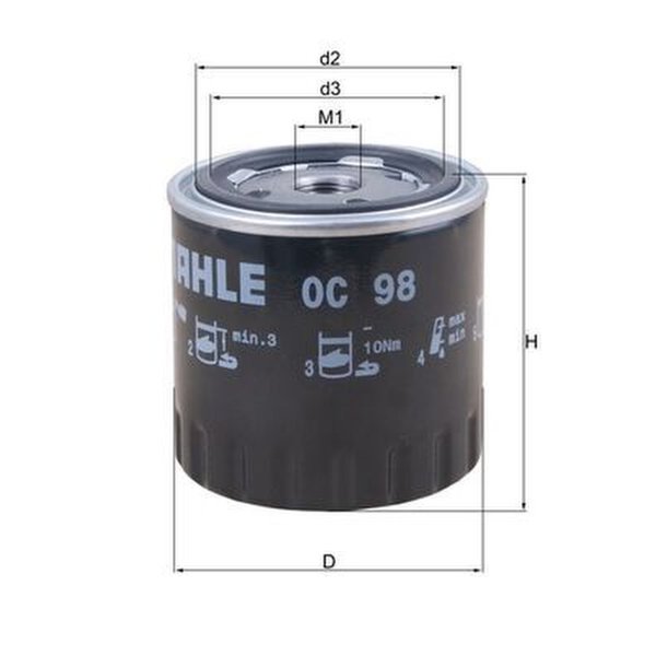 Oil filter screw-on filter 86.5mm KNECHT for PEUGEOT 104