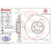 Brake disc front right 374mm BREMBO for BMW 5 Gran Turismo