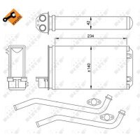 Heat exchanger for interior heating 234 mm - 140 mm NRF for e.g. PEUGEOT 205
