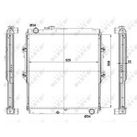 Radiator engine cooling 550 - 525 mm alu NRF for TOYOTA HILUX