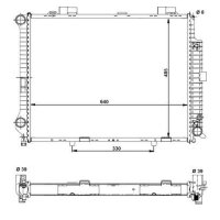 Radiator Engine cooling fins soldered 640 - 484 mm aluminium NRF for MB E-CLASS