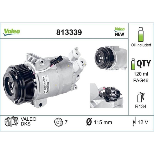 Kompressor Klimaanlage 115mm VALEO für RENAULT KOLEOS I