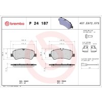 Brake pad set disc brake 17 mm BREMBO for FORD TRANSIT...