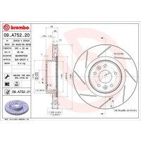 Front brake disc 340mm BREMBO for RENAULT MEGANE III Coupe