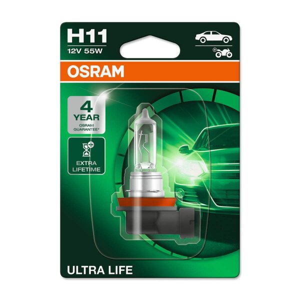 OSRAM ULTRA LIFE Halogen-Scheinwerferlampen H11 12V 62W 1350lm 64211ULT-01B