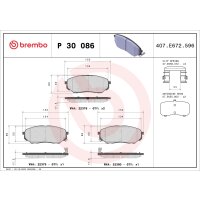 Brake pad set disc brake 17 mm BREMBO for KIA SORENTO and...