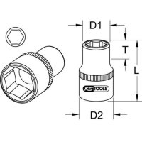 1/2 socket 6-point 17mm" KS TOOLS 9171217