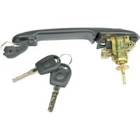 Front outside door handle with locking cylinder key...