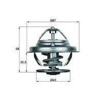 Thermostat coolant temp 75 °C with gasket MAHLE for...