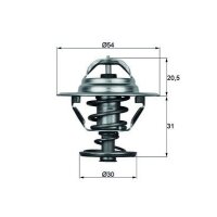 Thermostat coolant temp 81 °C with gasket MAHLE for...