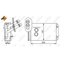 Wärmetauscher Innenraumheizung Kühlrippen 234 mm - 157 mm NRF für u.a. VW GOLF