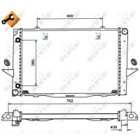 Radiator engine cooling 590 - 383 mm alu NRF for e.g. VOLVO V70