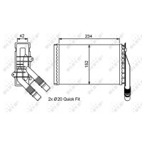 Wärmetauscher Innenraumheizung 234 mm - 152 mm NRF für u.a. RENAULT KANGOO