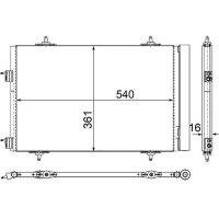Condenser air conditioning with dryer tubes parallel MAHLE for e.g. PEUGEOT 508