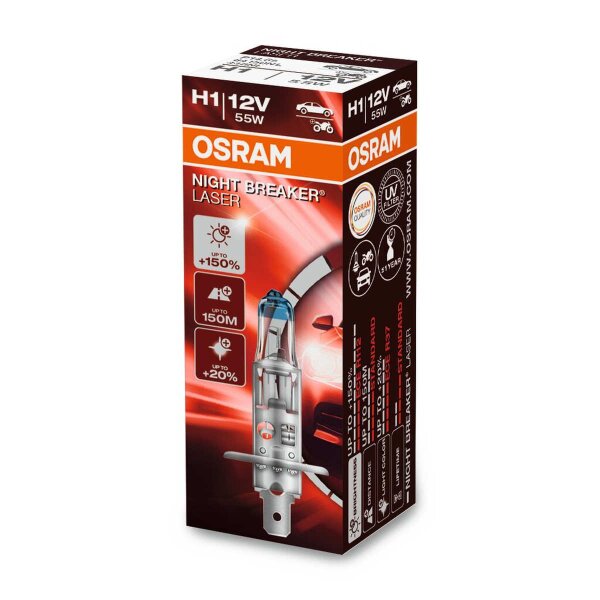 OSRAM NIGHT BREAKER LASER H1 Halogen-Scheinwerferlampe 12V