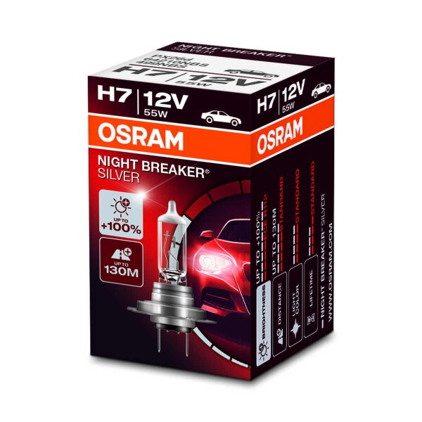 OSRAM NIGHT BREAKER SILVER H7 halogen headlight lamps 1500lm 55W