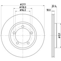 2 Brake Discs internally ventilated Ø 96 mm 18 mm HELLA for DAIHATSU ROCKY