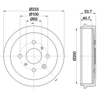 2 Brake Drum Ø 233 mm Ø 13.2 mm HELLA for e.g. TOYOTA AYGO