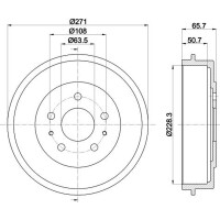2 Bremstrommeln Ø 271 mm Ø 13,7 mm HELLA für u.a. FORD FOCUS