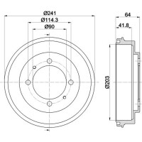 2 Brake Drum Ø 241 mm Ø 12.6 mm HELLA for e.g. MITSUBISHI SPACE