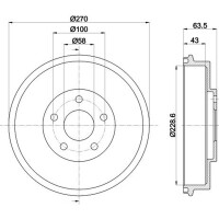 2 Bremstrommeln Ø 270 mm Ø 13 mm HELLA für u.a. SUBARU IMPREZA