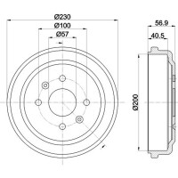2 Bremstrommeln Ø 230 mm Ø 12,5 mm HELLA für u.a. CHEVROLET AVEO