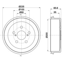 2 Brake Drum Ø 235 mm Ø 14.5 mm HELLA for e.g. TOYOTA CARINA