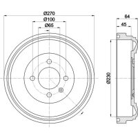 2 Bremstrommeln Ø 270 mm Ø 14 mm HELLA passend für u.a. VW GOLF