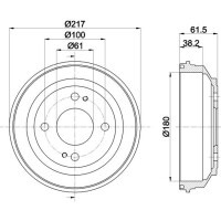 2 Brake Drums Ø 217 mm Ø 12.8 mm HELLA for e.g. HONDA CIVIC