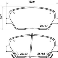 Brake pad set, front brake disc HELLA PAGID for KIA