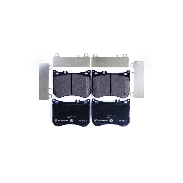 Brake pad set discs with wear warning 17.5 mm HELLA for e.g. MB S-KLASSE