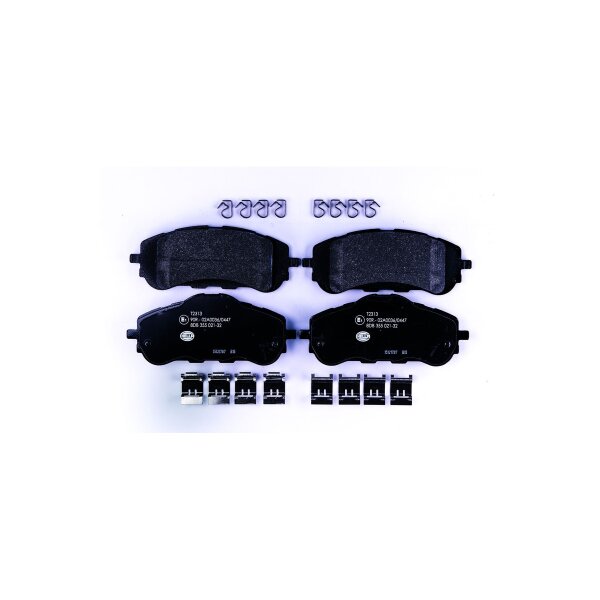 Brake pad set without wear warning 18.5 mm HELLA for e.g. PEUGEOT 308