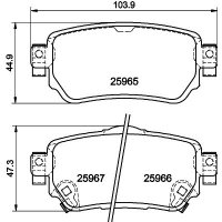 Brake pad set, rear brake disc HELLA PAGID for NISSAN RENAULT