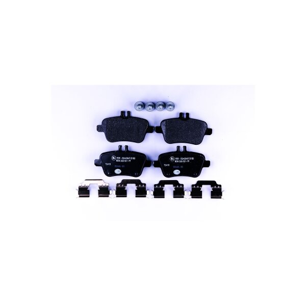 Brake pad set discs with wear warning 18.4 mm HELLA for e.g. MB B-KLASSE