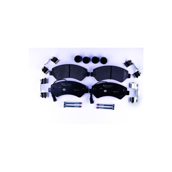 Brake pad set with wear warning contact 20.8 mm HELLA for FIAT DUCATO and others