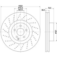 Front brake disc HELLA PAGID for MERCEDES S-KLASSE