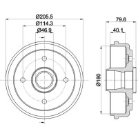 Bremstrommel Ø 205 mm Ø 11,8 mm HELLA für u.a. CHEVROLET MATIZ