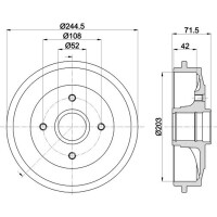 Bremstrommel Ø 244 mm Ø 12 mm HELLA passend für u.a. CITROËN C3