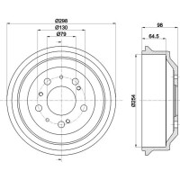 Brake Drum Ø 298 mm Ø 17.6 mm HELLA suitable for FIAT DUCATO and others