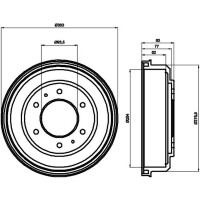 Brake Drum Ø 303 mm HELLA suitable for e.g. MITSUBISHI PAJERO