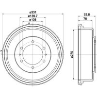 Brake drum HELLA PAGID for L200 (K7_T/ K6_T/ K5_T)