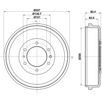 Brake Drum Ø 337 mm Ø 12.5 mm HELLA suitable for e.g. ISUZU D-MAX