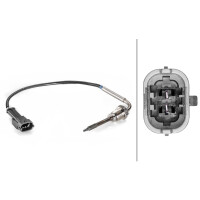 Sensor Abgastemperatur 2-polig 230 mm Kabel HELLA für u.a. OPEL INSIGNIA