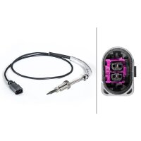 Sensor exhaust gas temperature screwed 2-pole 720mm cable HELLA for e.g. AUDI A4