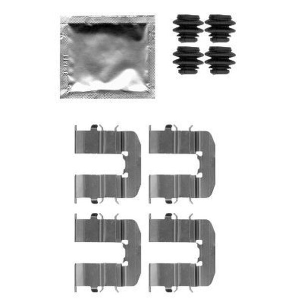 Accessory Kit, Disc Brake Pads 9 pcs. HELLA fits HYUNDAI i20