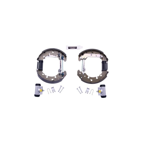 Bremsbackensatz Ø 203 mm 38 mm HELLA passend für u.a. FORD FIESTA