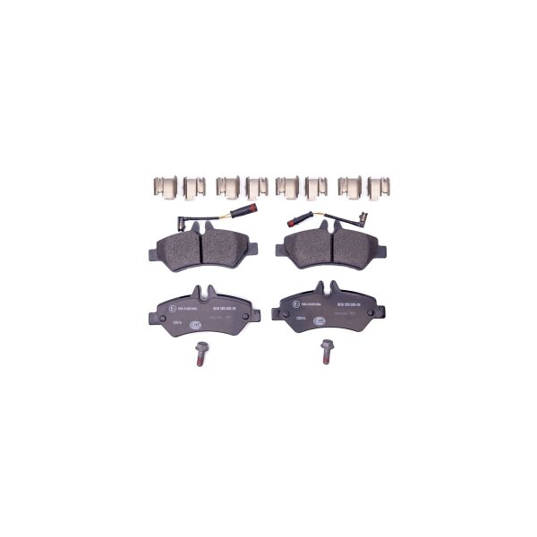 Brake pad set with wear warning contact 19.8 mm HELLA for e.g. MB SPRINTER