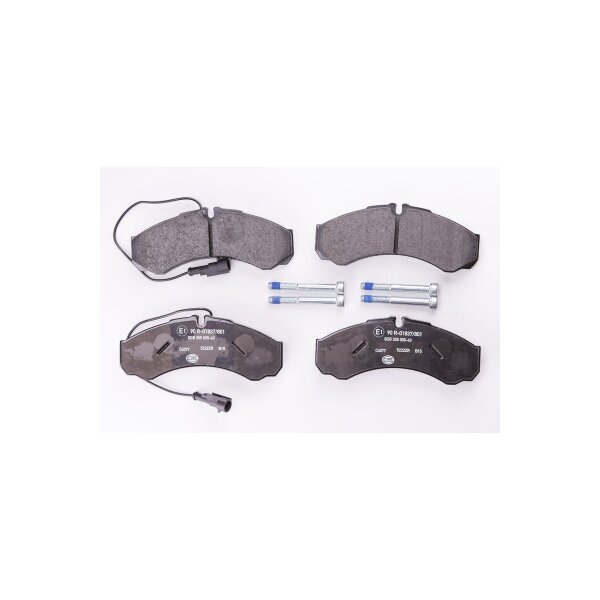 Brake pad set with wear warning contact 20.3 mm HELLA for e.g. NISSAN ATLEON