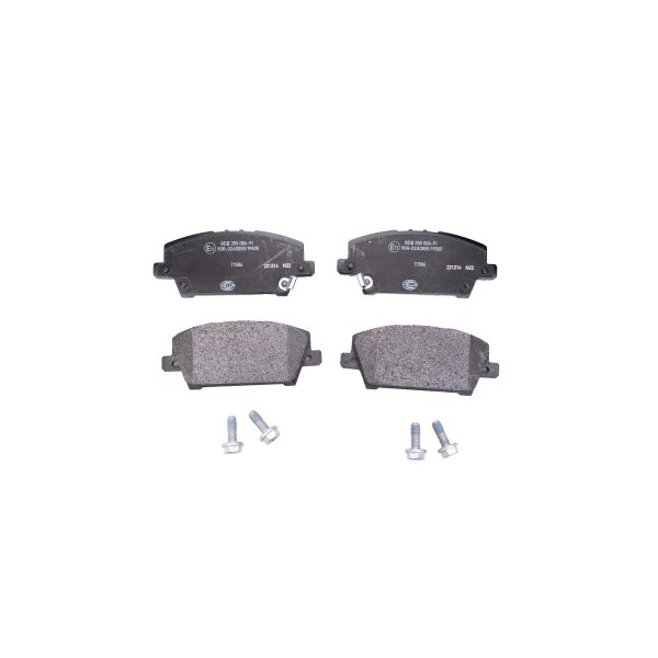 Brake pad set discs with wear warning 17.5 mm HELLA for HONDA CIVIC