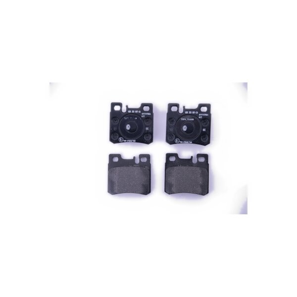 Brake pad set discs with wear warning indicator 15 mm HELLA for e.g. MB 124